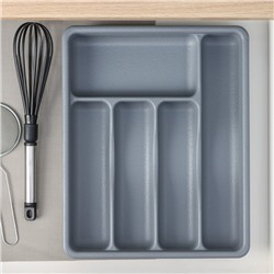 Лоток для столовых приборов BARONESS, 36×29×5 см, 5 отделений, серый