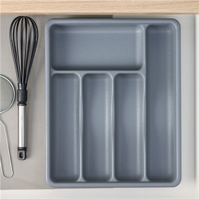 Лоток для столовых приборов BARONESS, 36×29×5 см, 5 отделений, серый