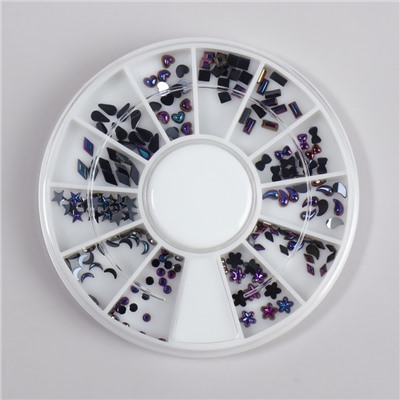 Стразы фигурные для декора «Ассорти», чёрные, голографические