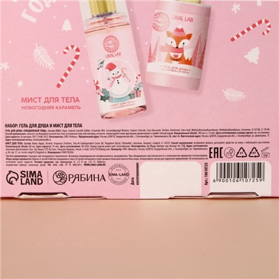 Подарочный набор новогодний URAL LAB «Рождественская почта»: гель для душа 100 мл и мист для тела 88 мл