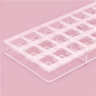 Форма для конфет и шоколада KONFINETTA «Ягодный лист», 27.5×17.5×2.5 см, 24 ячейки 2.7×2.5×1.2 см, прозрачная