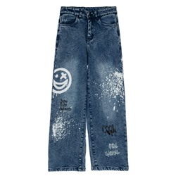 Брюки текстильные джинсовые утепленные для девочек