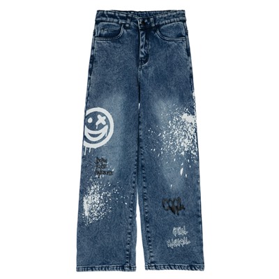 Брюки текстильные джинсовые утепленные для девочек