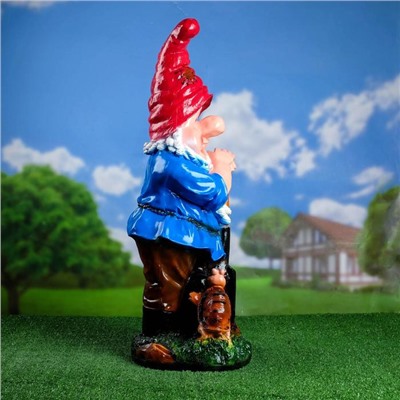 Садовая фигура из гипса «Гном с черепахой», 30×31×72 см