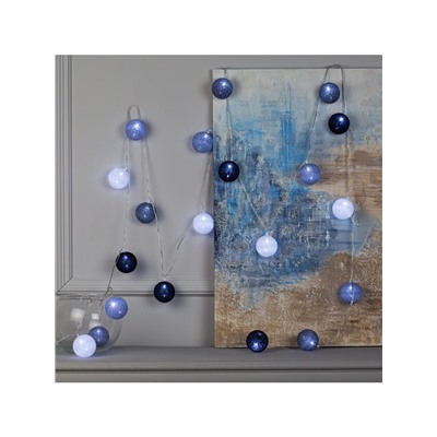 Гирлянда «Нить» 5 м с насадками «Клубки кофейные», IP20, прозрачная нить, 20 LED, свечение белое, 220 В