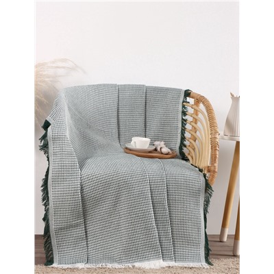 Плед «Этель. Вафля», 130×180 см, 80% хлопок, 20% п/э, зелёный