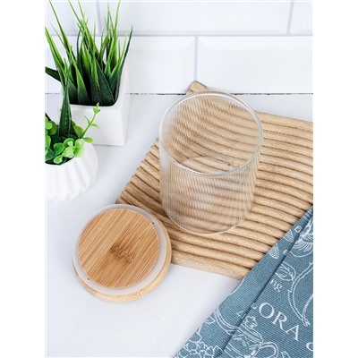 Банка круглая для сыпучих бамбуковая крышка d-65/150 мм Вертикаль 500 мл / 7177 /уп 120/