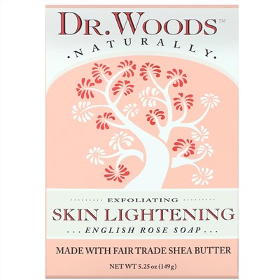 Dr. Woods, Английское мыло с ароматом розы, эффект осветления кожи, 149 г (5,25 унции)