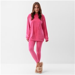 Костюм женский (свитшот, леггинсы) KAFTAN Plushy, размер 48-50, фуксия