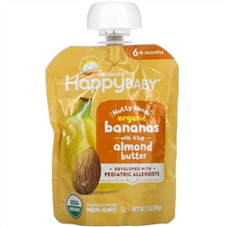 Happy Family Organics, Happy Baby, Nutty Blends, 6+ Months, Organic Bananas with 1/2 tsp Almond Butter, 3 oz (85 g)