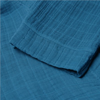 Халат женский муслиновый LoveLife, размер 42-44, синий, хлопок, 4-сл, 235 г/м²