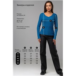 Женский джемпер в рубчик с V-вырезом Happyfox