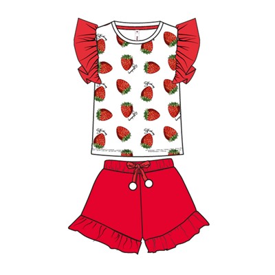 Комплект трикотажный для девочек: фуфайка (футболка), юбка-шорты