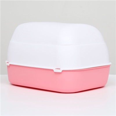 Туалет-домик 43×32×28 см, пластик, белый, розовый