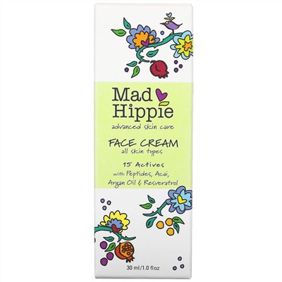 Mad Hippie Skin Care Products, крем для лица, 15 активных веществ, 30 мл (1 жидк. унция)