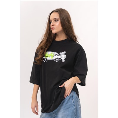 Футболка с принтом черная женская