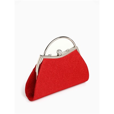Сумка-клатч женская вечерняя на фермуаре, с металлической ручкой, красная