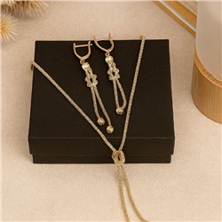 Комплект ювелирной бижутерии Итальянское золото (покрытие желтое 14к) , колье и серьги, арт.217.432