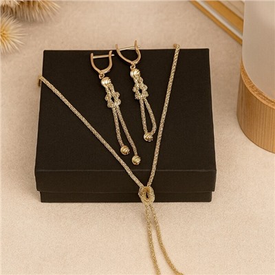 Комплект ювелирной бижутерии Итальянское золото (покрытие желтое 14к) , колье и серьги, арт.217.432