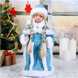 Снегурочка под ёлку «Зимнее волшебство. Голубая шубка, с посошком» двигается, 40 см