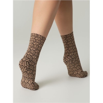 Полиамидные CONTE FANTASY Плотные носки с вывязанным рисунком «сердечки»