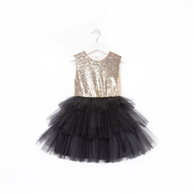Платье нарядное для девочки KAFTAN с пайетками, золотисто-чёрное, рост 98-104 см