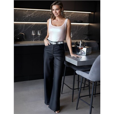 Топ в рубчик с широкими лямками с матовым покрытием металлик из хлопка с эластаном