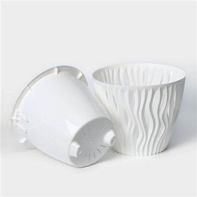 Кашпо для цветов со вставкой «Вдохновение», 2.25 л, d=17.5 см, h=15 см, белое