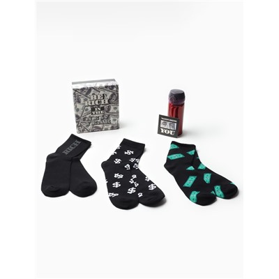 Набор подарочный KAFTAN Be rich, носки 3 пары, размер 41-44 (27-29 см), термос, открытка