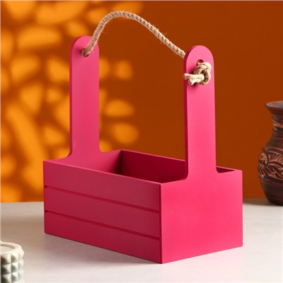 Подарочный ящик «Аром», 25.5×15×30 см, деревянный, ручка - канат, бордовый