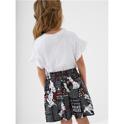 Комплект для девочек: джемпер трикотажный (футболка), шорты текстильные