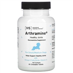 International Veterinary Sciences, Arthramine, Glucosamine Supplement, For Small/Medium Dogs, 60 Chewable Tablets