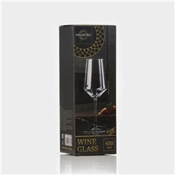 Бокал для вина Magistro «Густав», 450 мл, 9.5×27 см, стекло, прозрачный