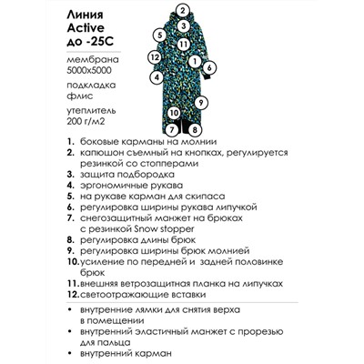 Комбинезон текстильный с полиуретановым покрытием для девочек разноцветный