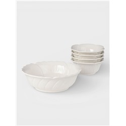 Салатники «Цветок», набор 5 шт.: 1 шт. 390 мл, 4 шт. 100 мл, керамика, белые