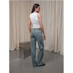 Актуальная коллекция CONTE CON-830 Синие джинсы straight ULTRA-LONG с эффектом зелёного тинта