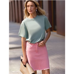 Юбка из супер-эластичного денима с необработанным краем