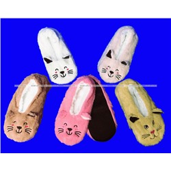 6 ПАР - Носки-тапочки с мехом Мордочки ЖЕНСКИЕ № 1