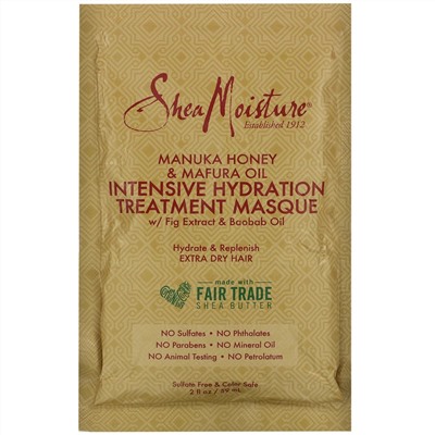 SheaMoisture, маска для интенсивного увлажнения волос с медом манука и маслом мафуры, 59 мл (2 жидк. унции)