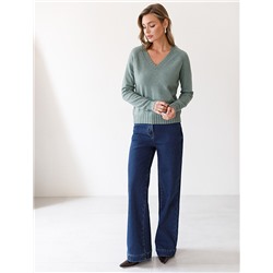 Джинсы-трубы из эластичного денима на флисе