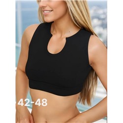 Кроп топ майка трикотажная хлопок (Черный)