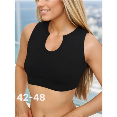 Кроп топ майка трикотажная хлопок (Черный)