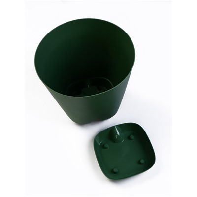 Горшок для цветов «Гранд», 15 л, d=29.5 см, h=31 см, пластиковый, с прикорневым поливом, зелёный