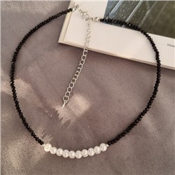 Чокер шпинель, цвет: белый перламутровый и черный, арт.001.735