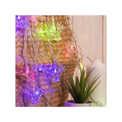 Гирлянда «Нить» 5 м с насадками «Олени», IP20, прозрачная нить, 20 LED, свечение мульти (RG/RB), мигание, 220 В