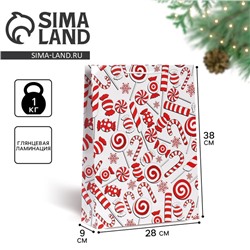 Пакет подарочный новогодний ламинированный «Сладости», L 28×38×9 см