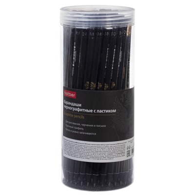 Карандаш черногр. "Символы России" круглый с ластиком НВ, из черного дерева (092652) Хатбер