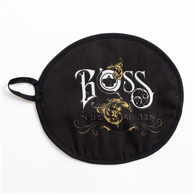 Кухонный набор Boss: фартук 70×60 см, прихватка 20×20 см, полотенце 35×60 см