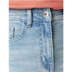 Джинсы трубы с декоративной стиркой из эластичного денима средней плотности