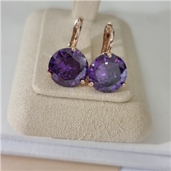 Серьги с кристаллом под Swarovski ювелирная бижутерия коллекция "Дубай" покрытие позолота, вставка: стекло, цвет: фиолетовый, арт.414.682